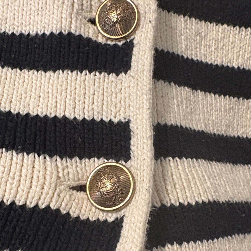 Massimo Dutti Striped Black and Cream Cardigan - Picture 3 of 4